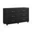 Commode de conception contemporaine 1 pièce 6 pièces 6 tiroirs en similicuir revêtu de contreplaqué noir