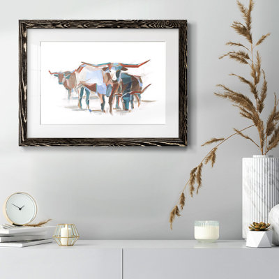 Modern Longhorns II, reproduction d'art encadrée