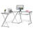 L-Shaped Tempered Glass Top Computer Desk with Pull Out Keyboard Panel