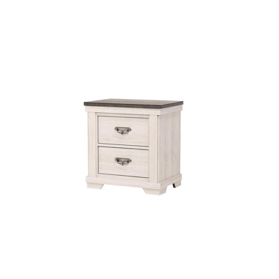 Rustic Bedroom Nightstand With 2 Drawers And Construction Style In Beige Finish For
