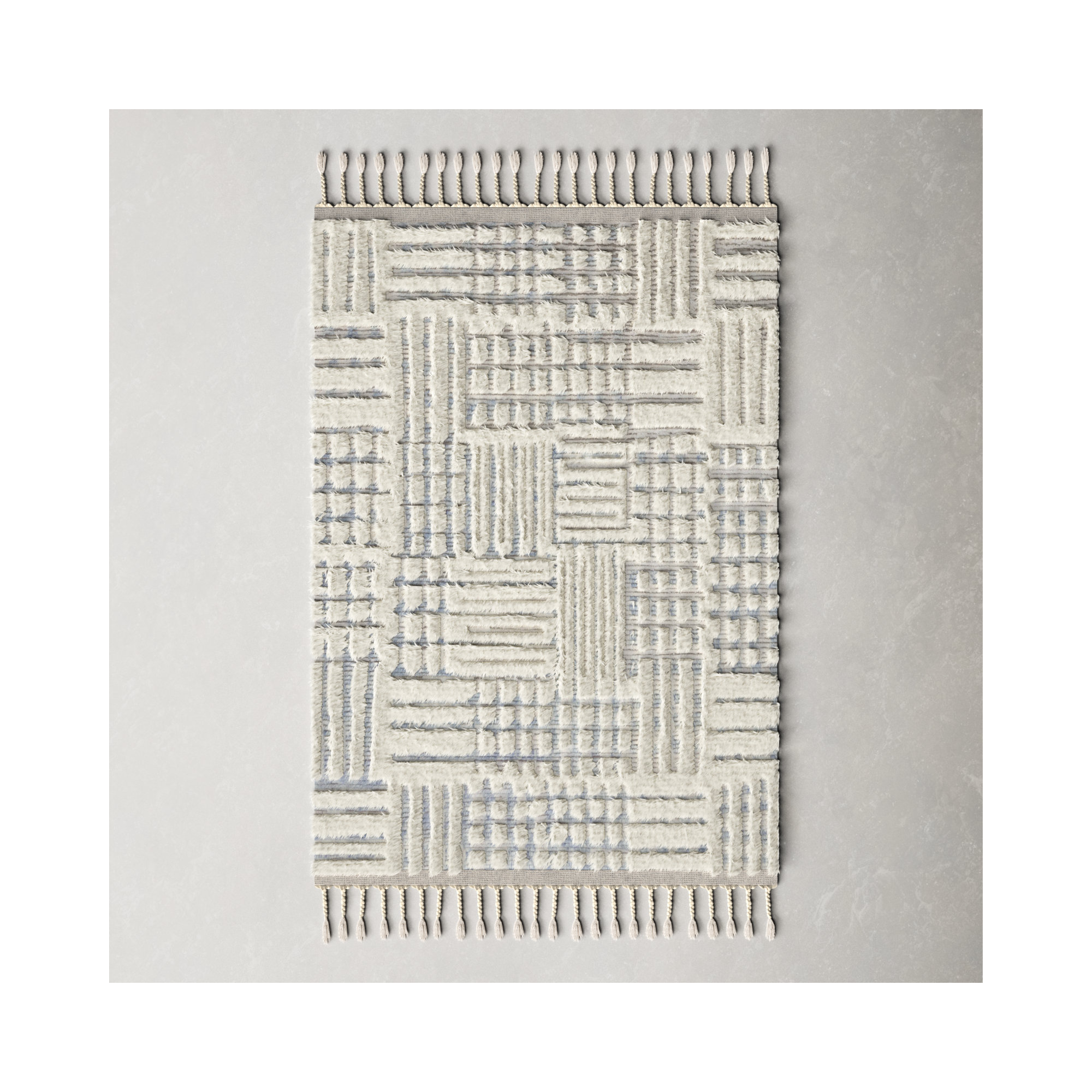 Benjamin Handmade Ivory/Sky Rug, Rectangle 4' x 6'