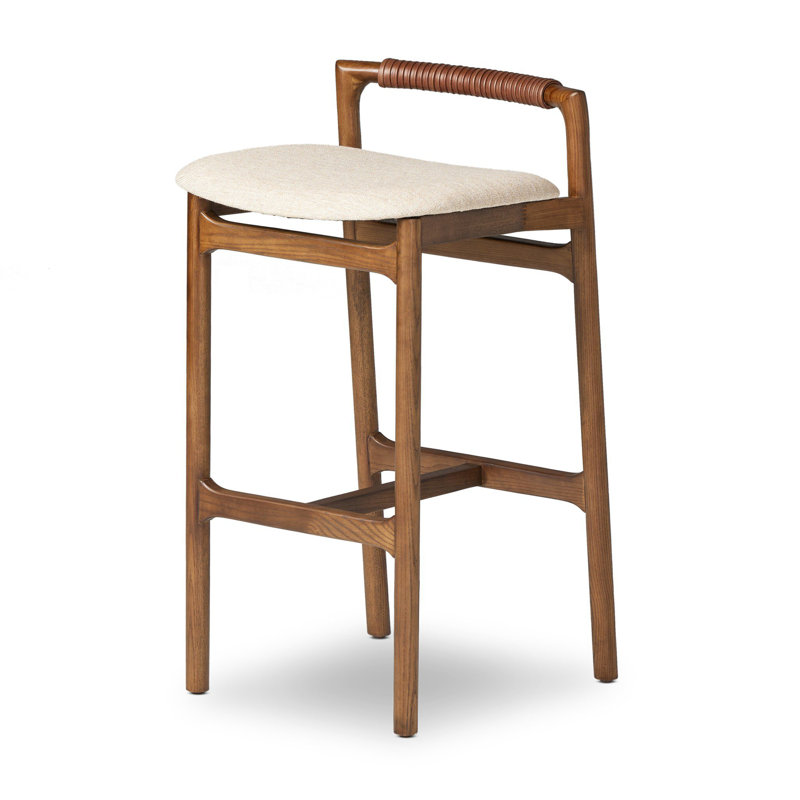 Baden Stool, Lamont Nettlewood, Haven Tobacco/Genuine Leather, Bar Stool (30" Seat Height)