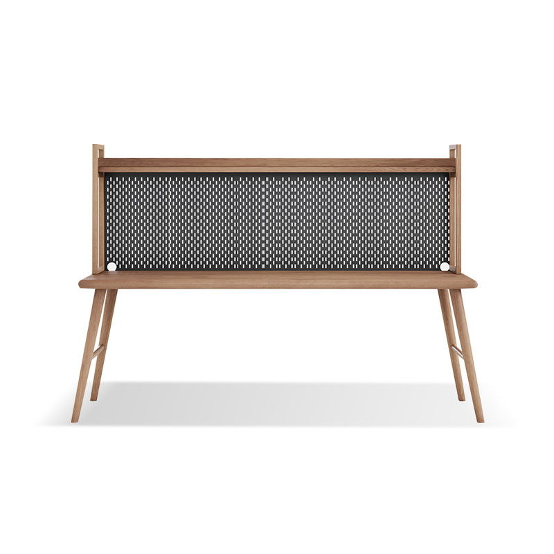 Nut-brown + Black Rectangular Solid Wood + Iron desk, 61.02" H x 55.12" W x 23.62" D
