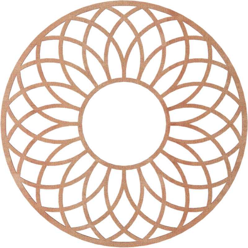 Médaillon de plafond en bois de cerisier 30 po x 10 1/4 po x P 1/4 po, Merisier, H 26 po x l 26 po x P 0,38 po