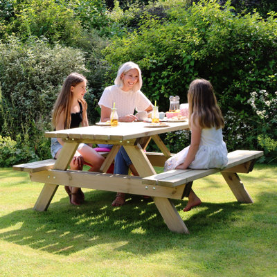 Duxbury Rectangular Outdoor Picnic Table , 150cm cm W 160cm cm D