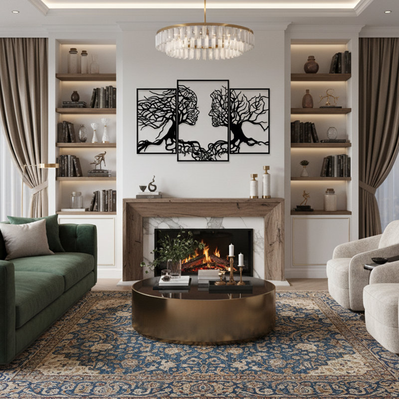 Elegant Decorative Metal Wall Accessory, Black Finish, 45.7 x 28.0 inches | 100% Metal Construction, Thickness: 0.05 inches | Perfect for Home Decor, Modern Aesthetic, Durable and Stylish Design