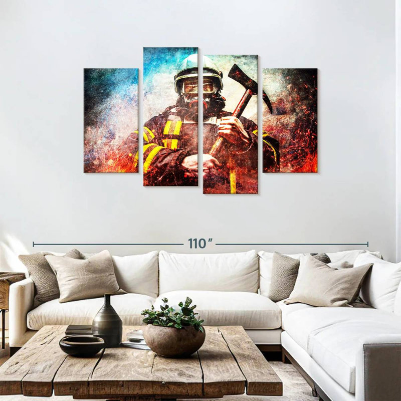Lelar Masked Firefighter, 48'' H x 75'' W