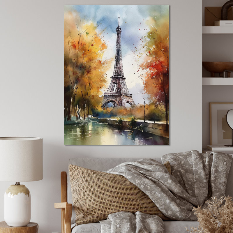 «Pastel Eiffel Tower In Paris III», reproduction d'art sur toile Paris, H 20 po x l 12 po x P 1 po, Toile tendue