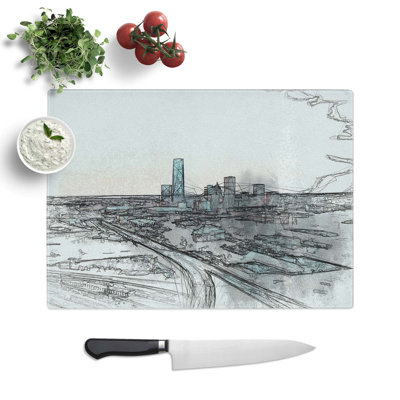 Tempered Glass Oklahoma City Skyline Chopping Board