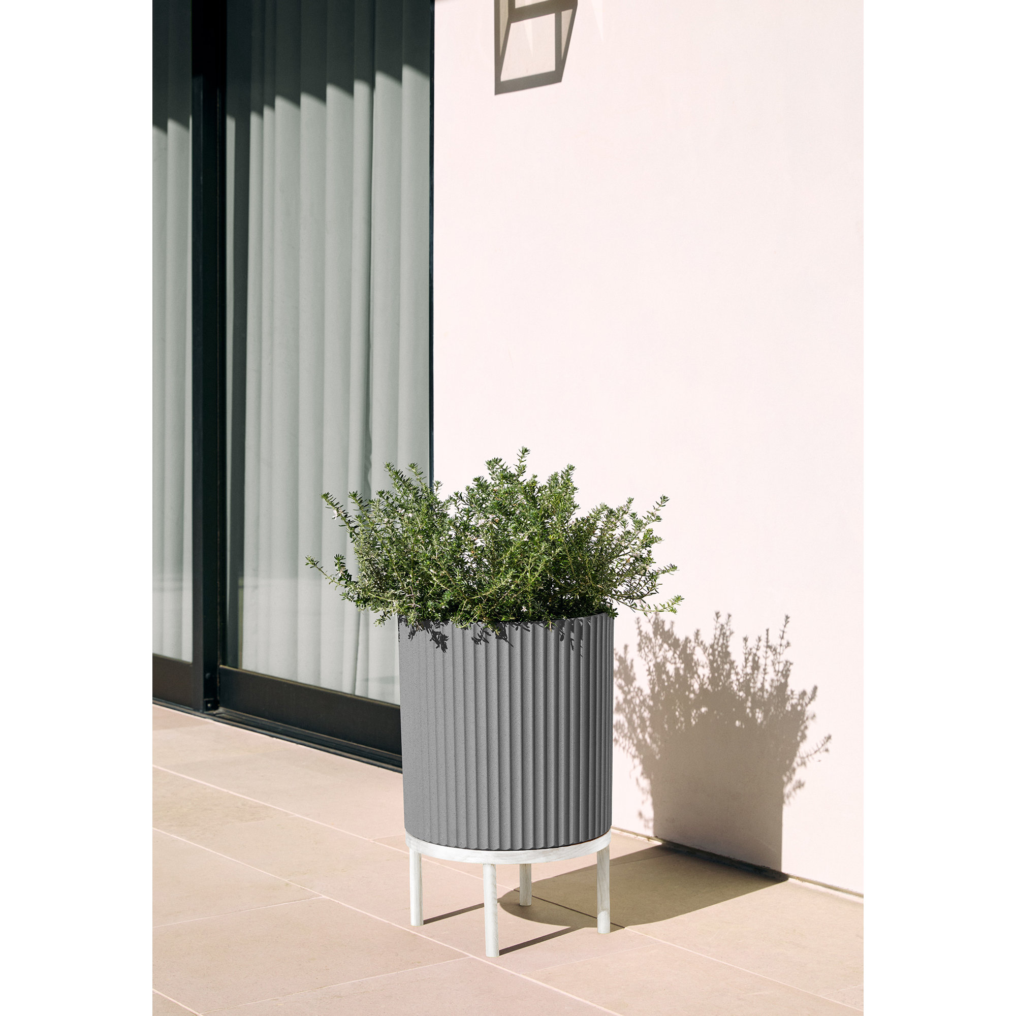 Demi Series Planter with Stand, Gray/White, 22" H x 14.75" W x 14.75" D, 1