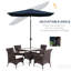 6.5' X 10' Patio Umbrella Blue, Large Outdoor Table With Crank, Tilt Control And 50+ Coverage Rectangular Blue Umbrella, Convenient Push Button &