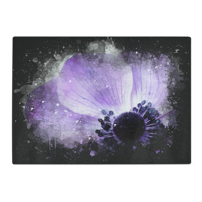 Tempered Glass Purple Anemone Flower Chopping Board