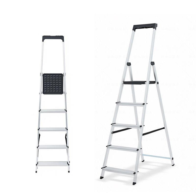  Escabeau, échelle pliante à 5 marches, capacité de poids de 330 lb, marchepieds larges et antidérapants, marchepied en aluminium léger avec plateau à outils