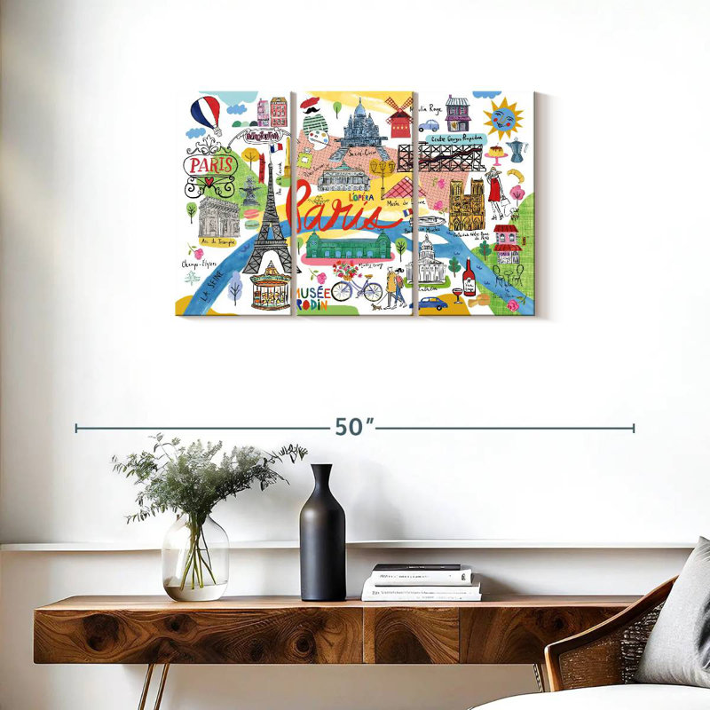 Sebbie Paris Map Icons, 20" H x 33" W