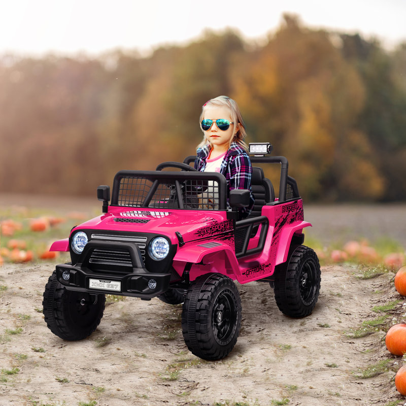 AIYAPLAY Kids Ride On Car, 12V Electric Truck w/ Suspension, Pink