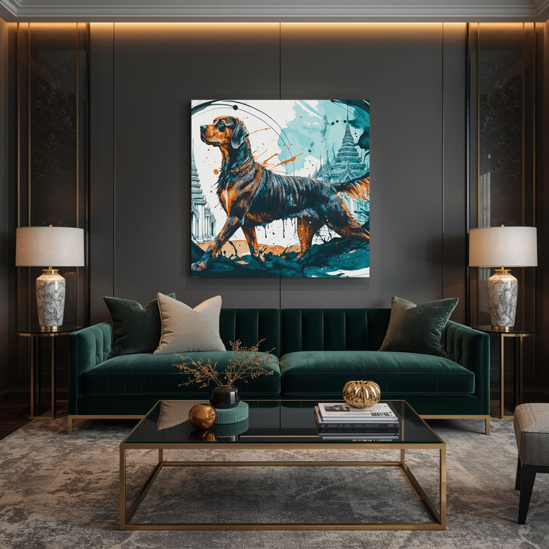 Chiens, art mural sur toile bleue Ridgeback, H 12 po x l 12 po