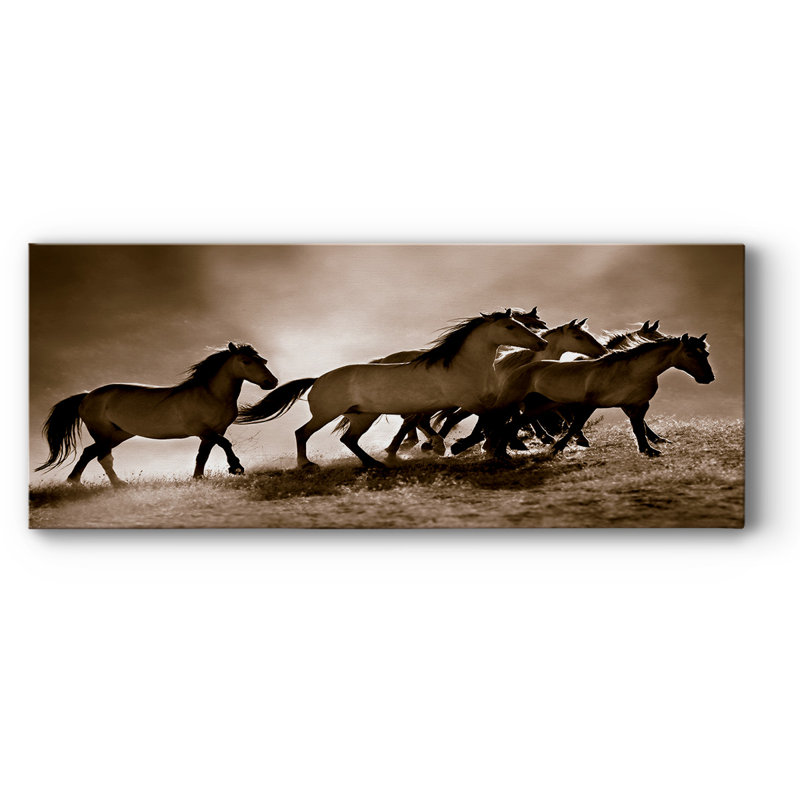 Chevaux sauvages sur toile, H 24 po x l 60 po x P 1,5 po