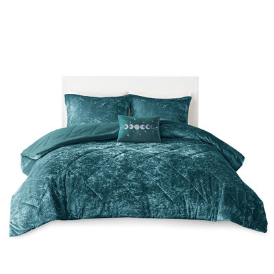 Teal Velvet Comforter For Twin/twin Xl - Diamond With Decorative Pillow Machine Washable, Steam Iron Soft Texture With Cover Inner Color Quilting Wash &