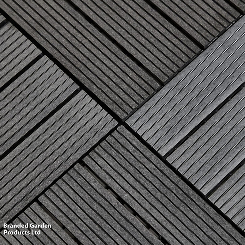 WPC Decking Tile Pack of 40, Dark Grey