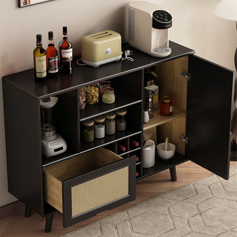 Buffet en bois massif Bowne 47,24 po, Noir
