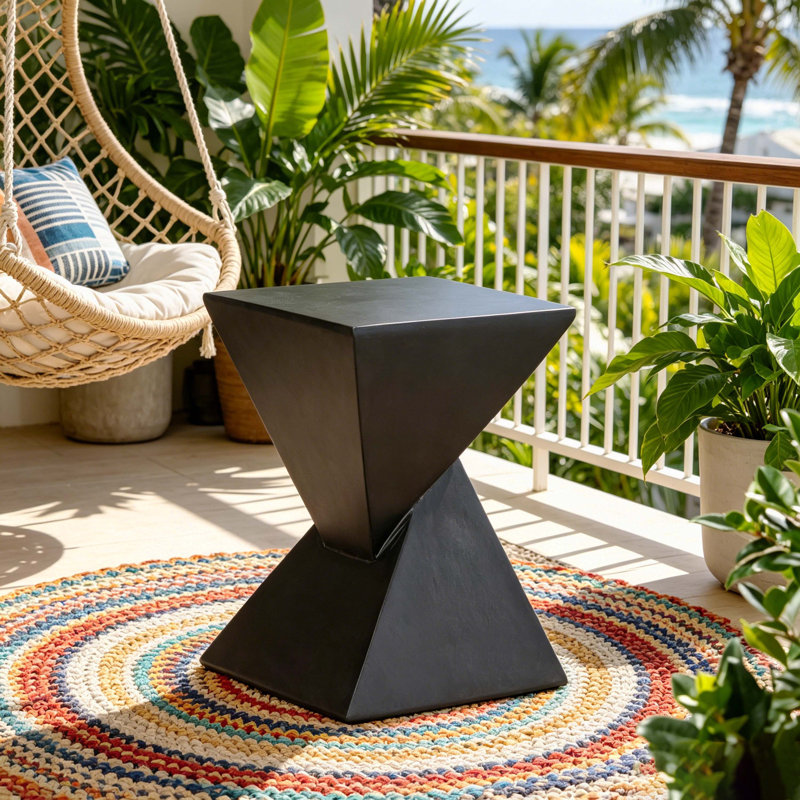 Table d'appoint moderne à motif géométrique en oxyde de magnésium noir, Noir