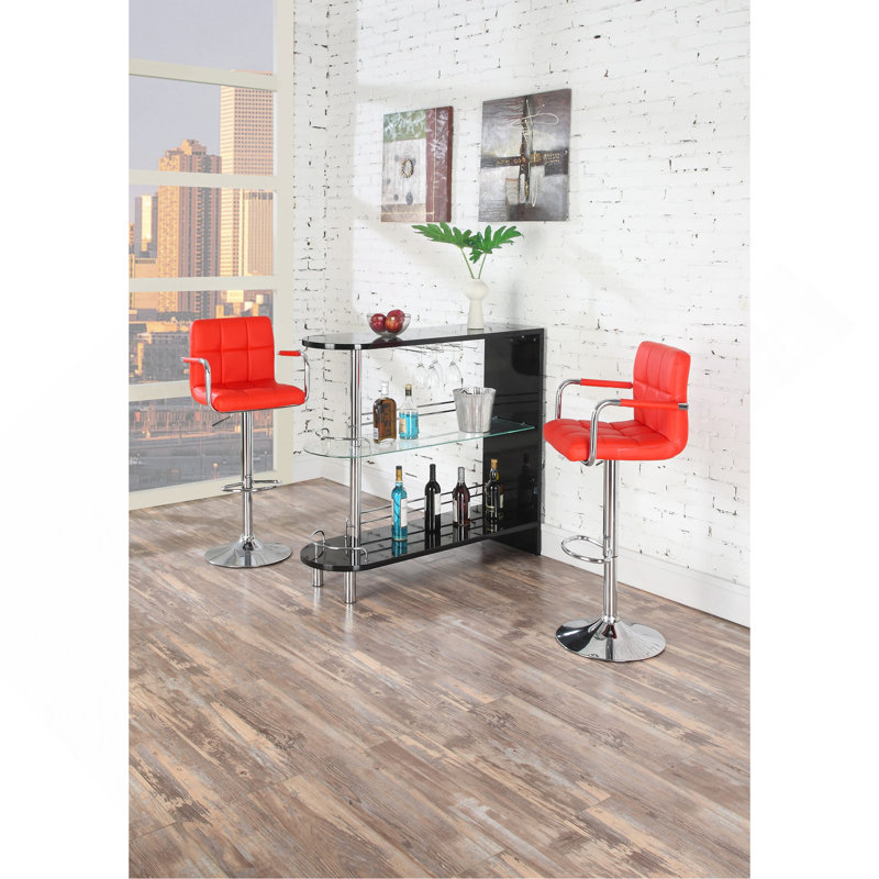 Tabouret de bar en similicuir rouge de style contemporain, ensemble de 2 tabourets de cuisine à hauteur réglable pour îlot de cuisine