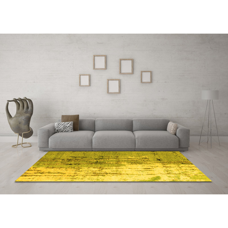 Washable Abstract Indoor Rug, Round 3'