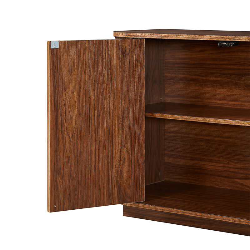 Ebern Designs 64" Vertical-Striped 4-Door Sideboard, Walnut, 24" H x 64" W x 15" D