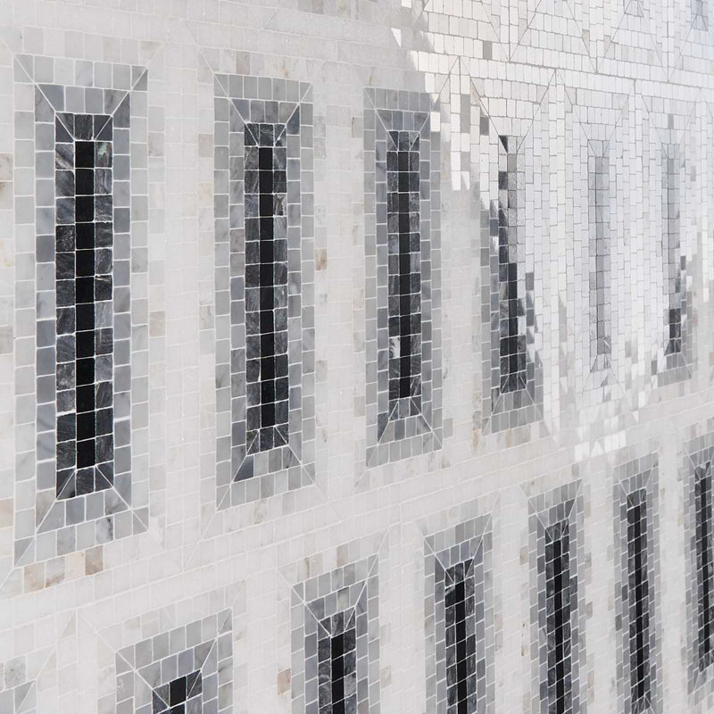 Ako 4x9 Rectangle Marble Micro Mosaic Tile, Grigio Gray