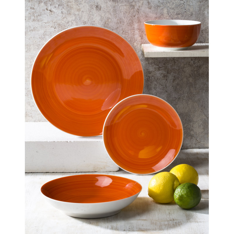 Waterside 16PC Spinwash Dinner Set, Orange