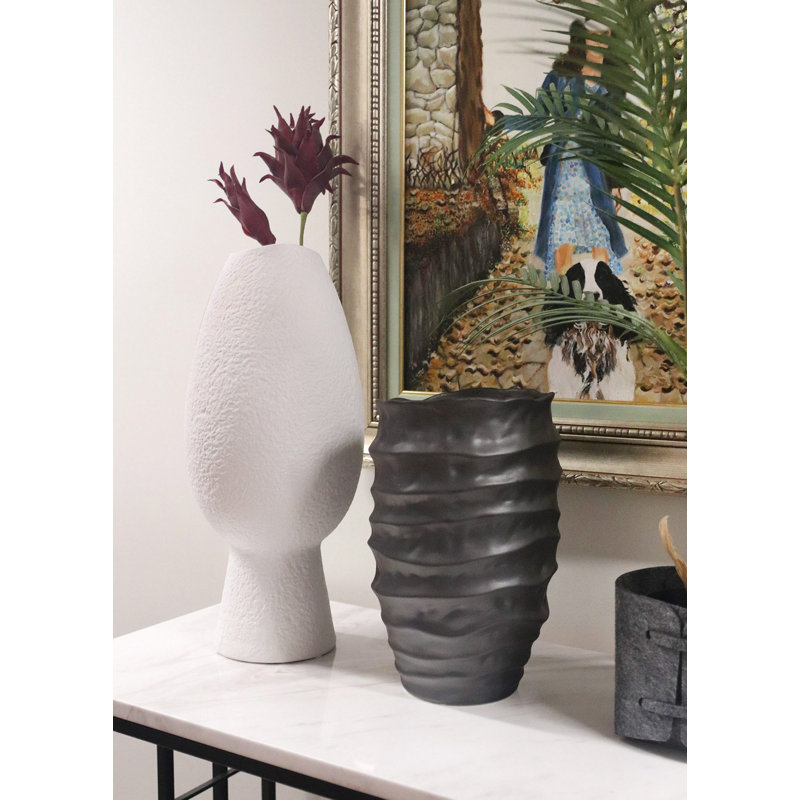 Elegant Ceramic Vase, 7.9 x 7.9 x 17.7 Inches, White | 100% High-Quality Ceramic, Ideal for Home Decor & Floral Arrangements | Stylish, Durable, and Easy to Clean, Perfect for Any Room