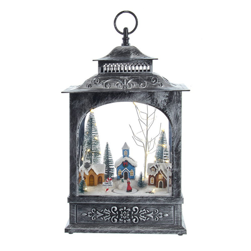 Lanterne de village de Noël à DEL musicale