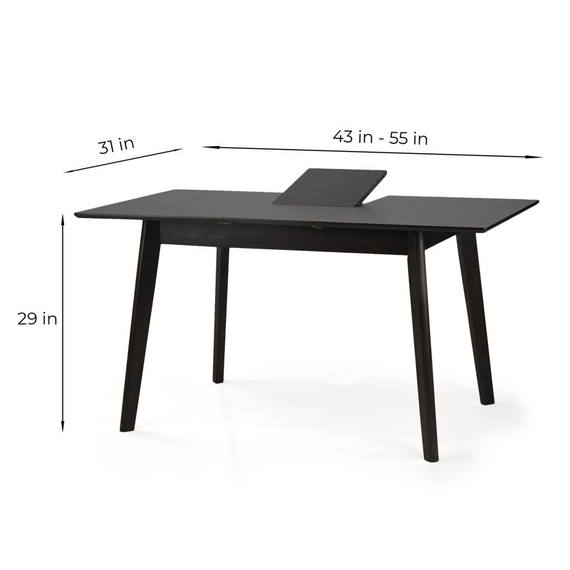 5 Piece Dining Table Set, Extendable Rectangular Dining Table w 4 Classic Style Solid Wood Upholstered Chairs, Espresso
