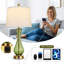 Ensemble de 2 lampes de table en verre de 27,5 po avec commande tactile et port USB A + C pour la chambre à coucher du salon (ampoules à DEL incluses)