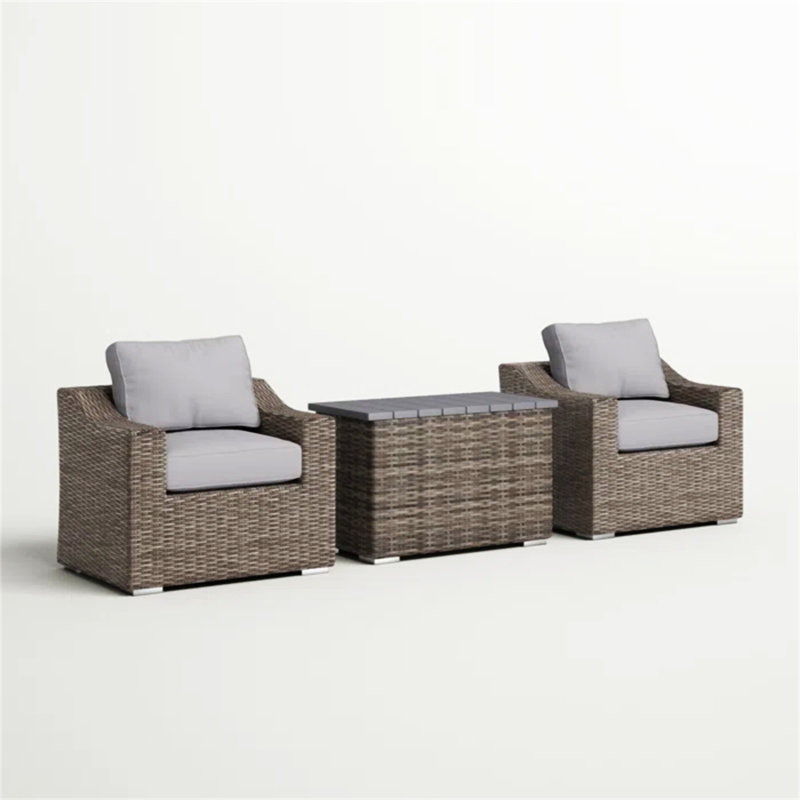 Chic Rattan Wicker Fully Assembled 2-Person Seating Group With Plush Cushions – Ideal For Cozy Outdoor Gatherings