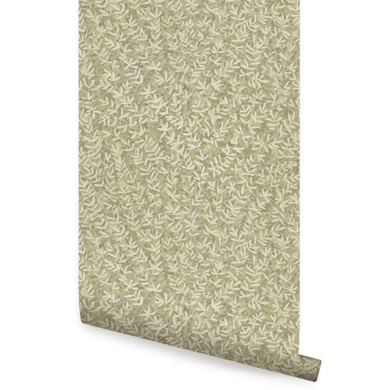 Carreau de papier peint autocollant Valdemaro, L 2 pi x H 18 pi, Olive