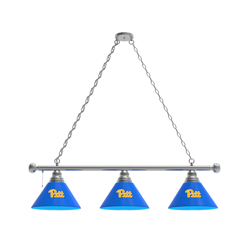 3 - Light Pool Table Lights Pendant, Chrome, Pittsburgh Panthers