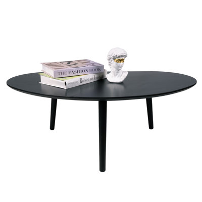 Jaymie Oval Coffee Table Mid Century Modern for Living Room, Center Table, Solid Wood Coffee Table. 33.85