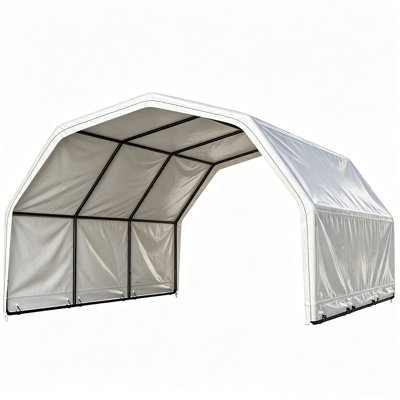 Abri pour chevaux portatif 12 x 8 pi - Remise pour l'extérieur avec structure en acier robuste et housse imperméable résistante aux rayons UV, abri à chèvre et mouton à assemblage rapide