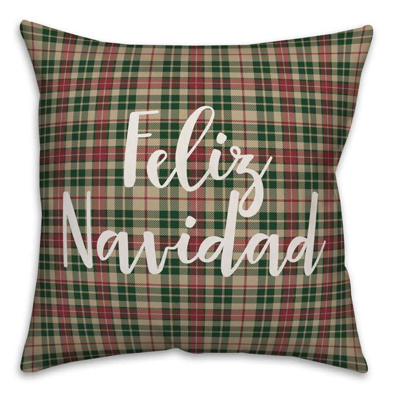  Coussin Feliz Navidad in Tartan, Coussin décoratif