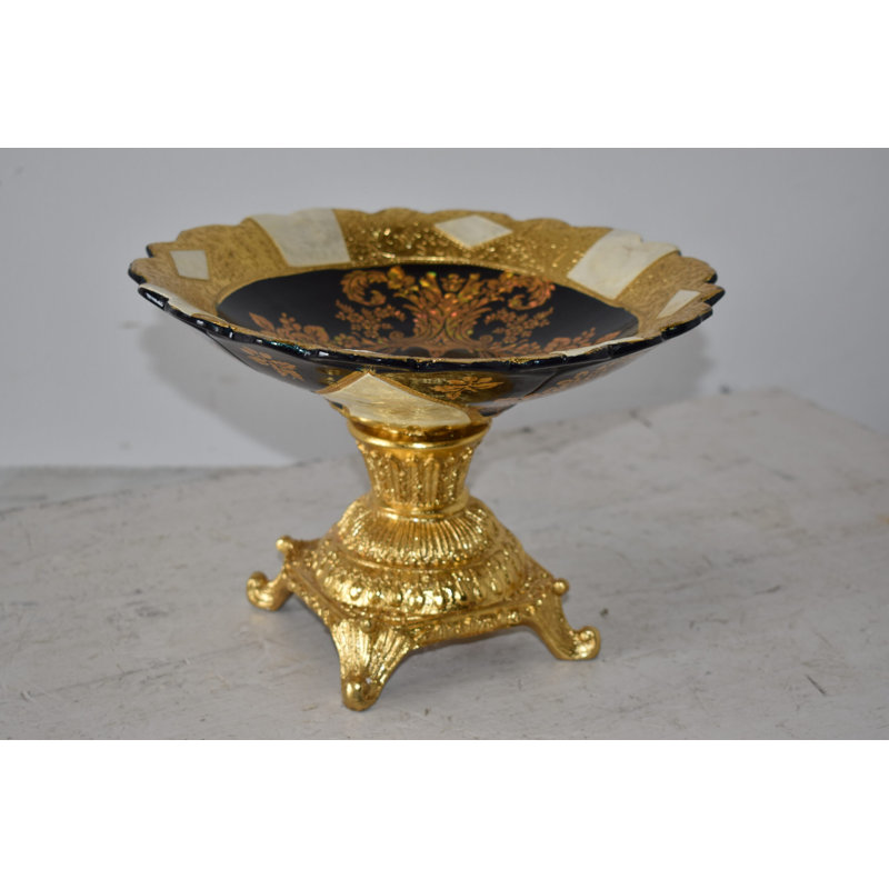Open And Unique Kylix Decoration Resin Vase   Size: 12" X 12" X 7"H