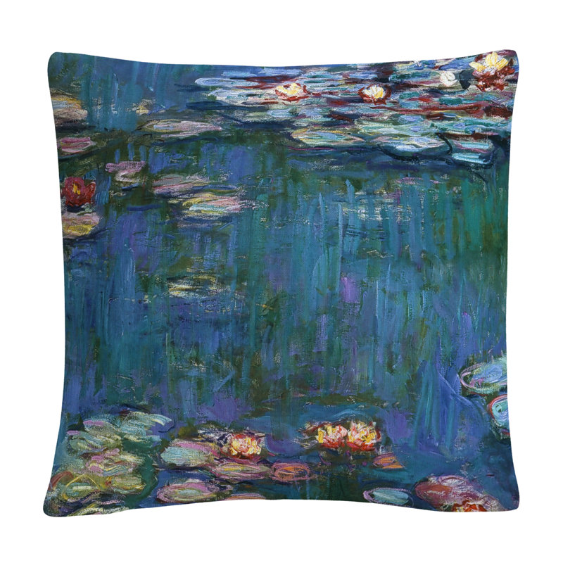 Claude Monet 'Waterlilies Classic' 16 x 16 Decorative Throw Pillow