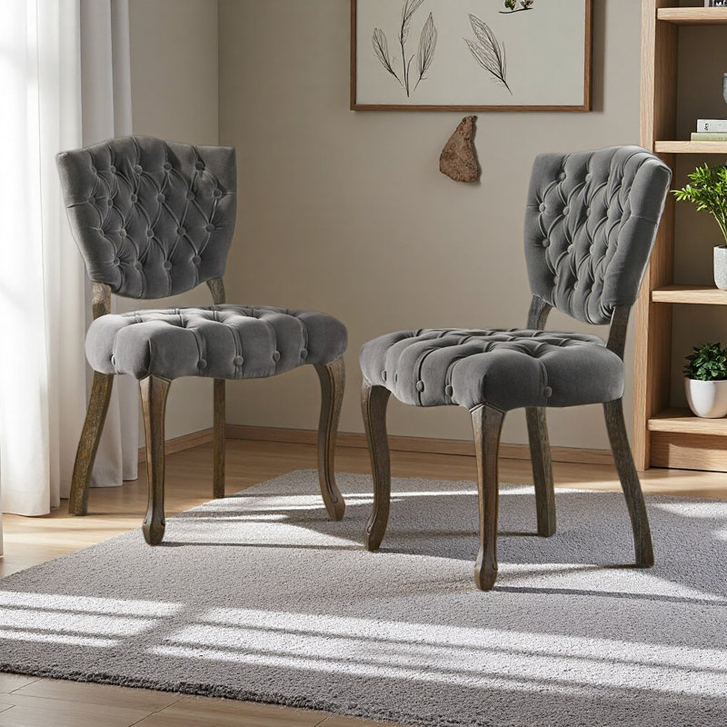 Chaise capitonnée (ensemble de 2), Gris anthracite