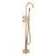 Antique Brass Standing Bathtub Faucet Freestanding Tub Filler High Pressure Single Handle Bathtub Filler Floor Mounted