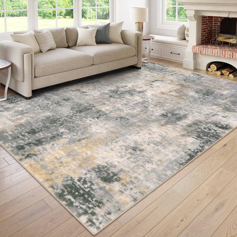 Kayo Modern Abstract Washable Area Rugs for Bedroom Soft Large Accent Carpet for Living Room Home Decor, Rectangle 8' x 10'