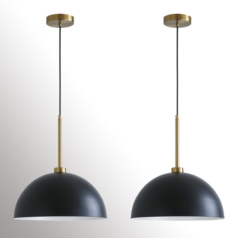 Ensemble de 2 luminaires suspendus surdimensionnés noirs de 15 po, 2