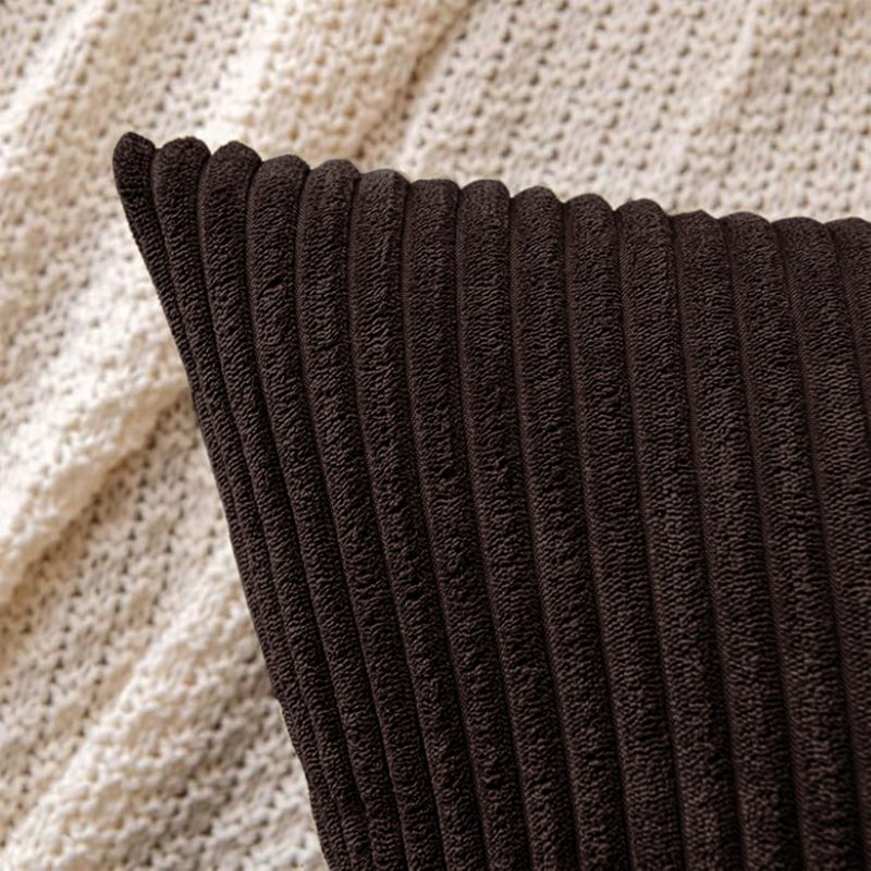 Striped Heavy Crushed Velvet Cushion Cover (Set Of 2) , Coffee