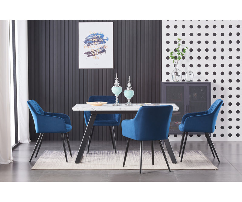 Yerres Modern Velvet Dining Chairs - Ergonomic Curved Back with Metal Legs - Armchair for Dining Room Kitchen Living Room, 2