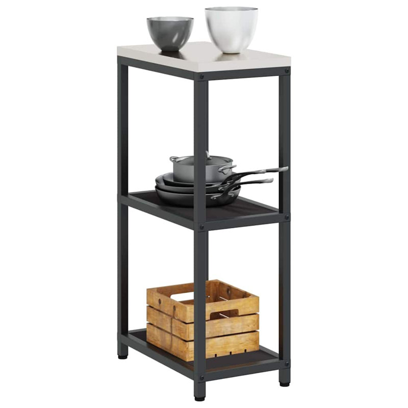  Kitchen Storage Shelf With Shelf With Storage White Steel, Black, 92cm H x 30cm W x 50cm D