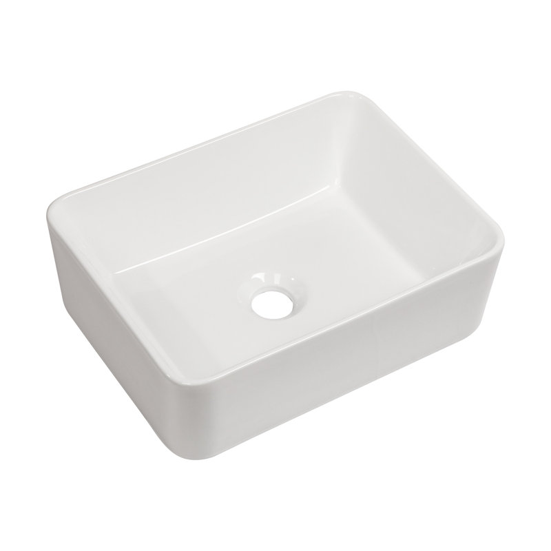 16"X12" Ceramic Bathroom Vessel Sink, White - Modern, Stain , Above Counter Mount Modern Sink White, Bathroom, Countertop